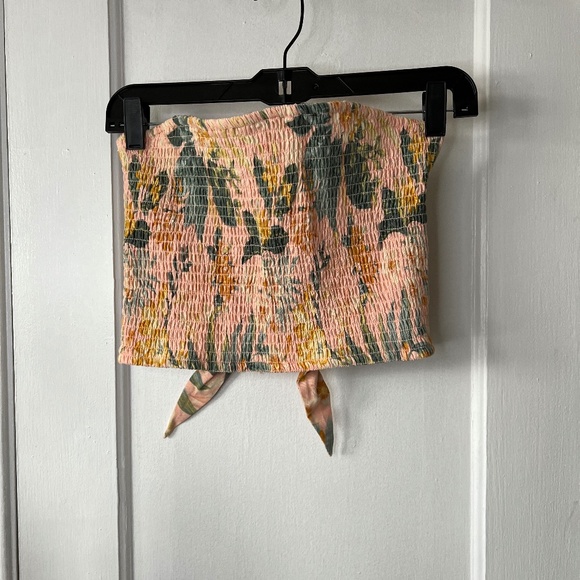 American Eagle Strapless Crop Topical Tie Back Shirt - Small - Picture 1 of 2